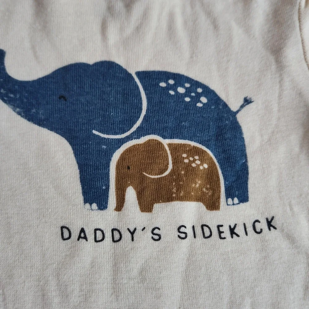 Little Planet Organic Cotton Baby Bodysuit 24 Months Elephants Daddy's Sidekick‎